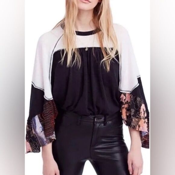 We The Free Free People Friday Fever Mixed Media Top - Picture 2 of 13